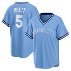 Kansas City Royals #5 George Brett Light Blue AmberGomez Road Cooperstown Collection Player Jersey