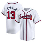 Atlanta Braves #13 Ronald Acu?a Jr. White AmberGomez Home Limited Player Jersey