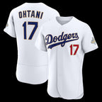 Los Angeles Dodgers #17 Shohei Ohtani White AmberGomez 2026 Gold Collection Authentic Jersey