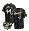 Houston Astros #44 Yordan Alvarez Black Gold AmberGomez 2022 World Series Stitched Jersey