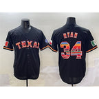 Texas Rangers #34 Nolan Ryan Black AmberGomez Mexico Limited Stitched Jersey