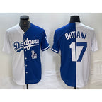 Los Angeles Dodgers #17 Shohei Ohtani White Blue AmberGomez Two Tone Stitched Jersey 2