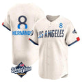 Los Angeles Dodgers #8 Enrique Hern¨¢ndez Player Cream AmberGomez World Series City Connect Limited Home Stitched Jerseys