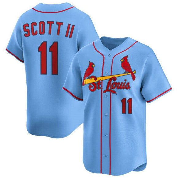 St. Louis Cardinals #11 Victor Scott II Light Blue AmberGomez Alternate Limited Stitched Jersey