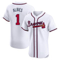 Atlanta Braves #1 Ozzie Albies Player White AmberGomez Limited Elite Home Game Stitched Jerseys