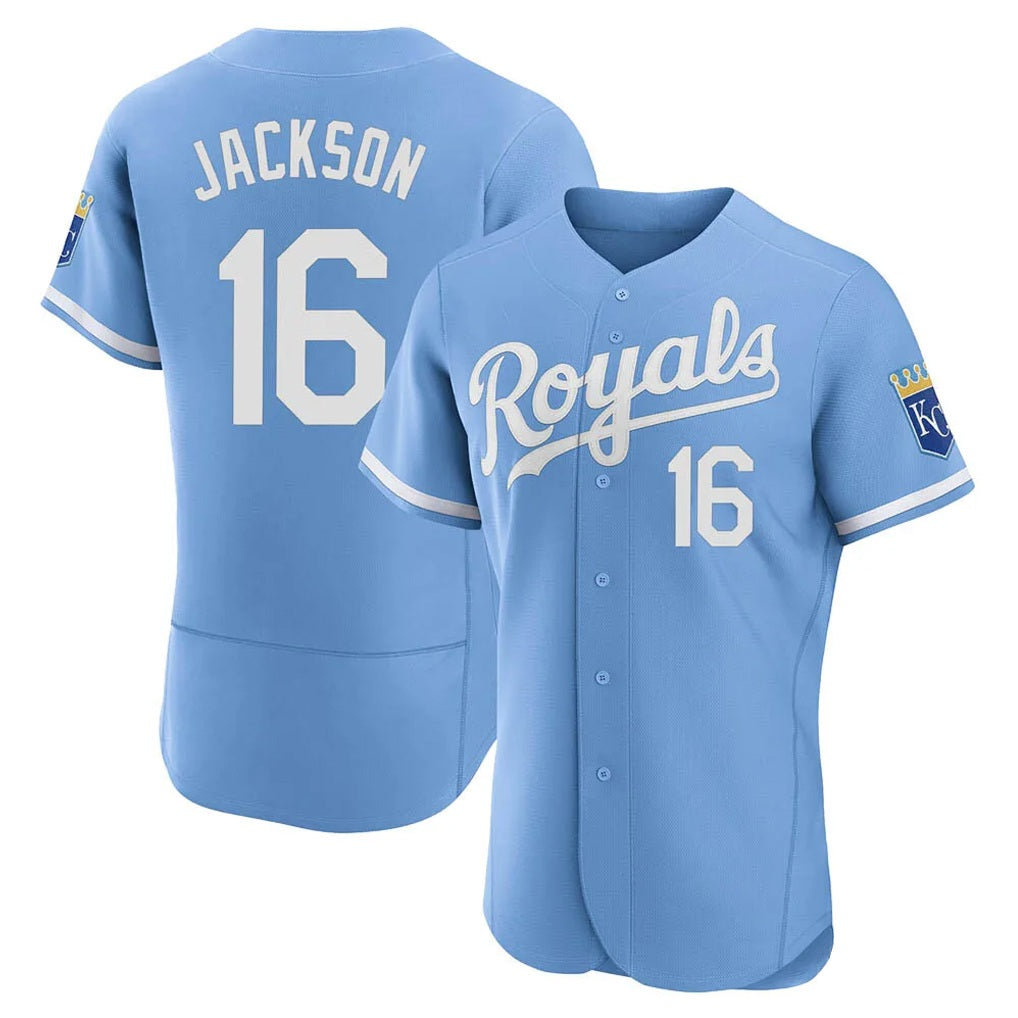Kansas City Royals #16 Bo Jackson Player Light Blue AmberGomez Alt Limited Elite Home Stitched Jerseys