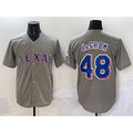 Texas Rangers #48 Jacob deGrom Gray AmberGomez With Patch Cool Base Stitched Jersey