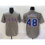 Texas Rangers #48 Jacob deGrom Gray AmberGomez With Patch Cool Base Stitched Jersey