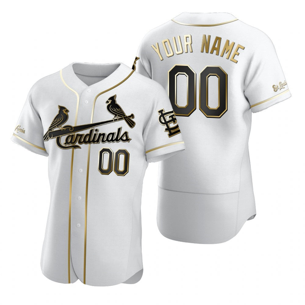 Custom St. Louis Cardinals White AmberGomez Stitched Flex Base Golden Edition Jersey