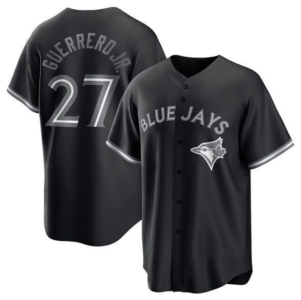Toronto Blue Jays #27 Vladimir Guerrero Jr. Black AmberGomez Lights Out Limited Stitched Jersey