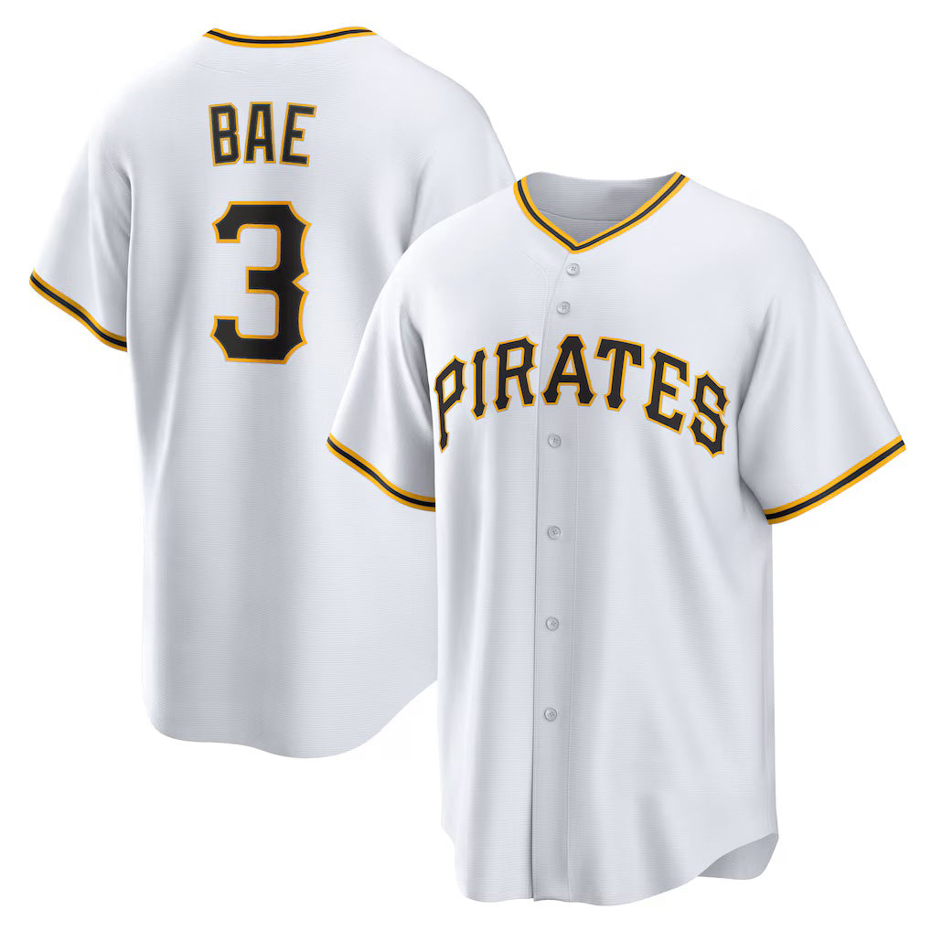 Pittsburgh Pirates #3 Ji-Hwan Bae White AmberGomez Replica Player Jersey