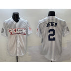 New York Yankees #2 Derek Jeter White AmberGomez Bronx Graffiti Vapor Limited Stitched Jersey
