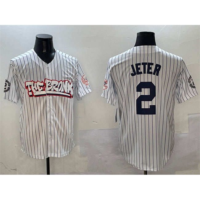 New York Yankees #2 Derek Jeter White AmberGomez Bronx Graffiti Vapor Limited Stitched Jersey