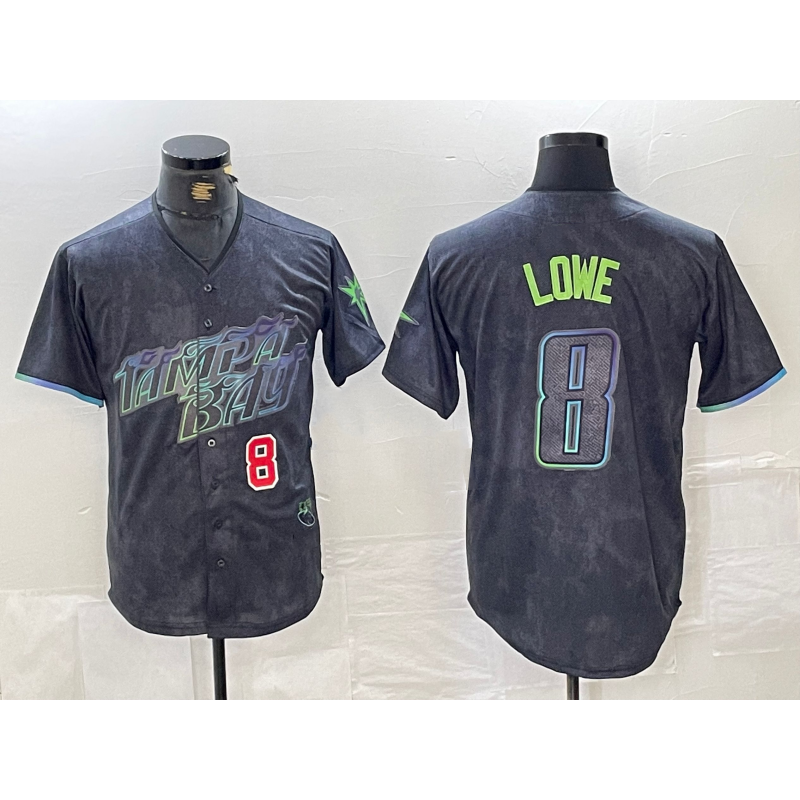 Tampa Bay Rays #8 Brandon Lowe Charcoal AmberGomez 2024 City Connect Player Number Limited Cool Base Jerseys