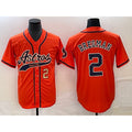 Houston Astros #2 Alex Bregman Number Orange AmberGomez With Patch Cool Base Stitched Jersey