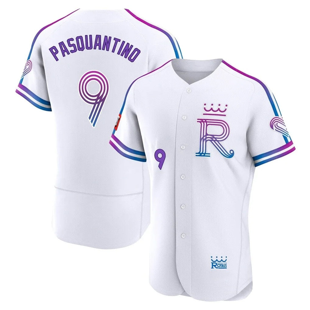 Kansas City Royals #9 Vinnie Pasquantino Player White AmberGomez 2026 City Connect Limited Elite Home Stitched Jerseys