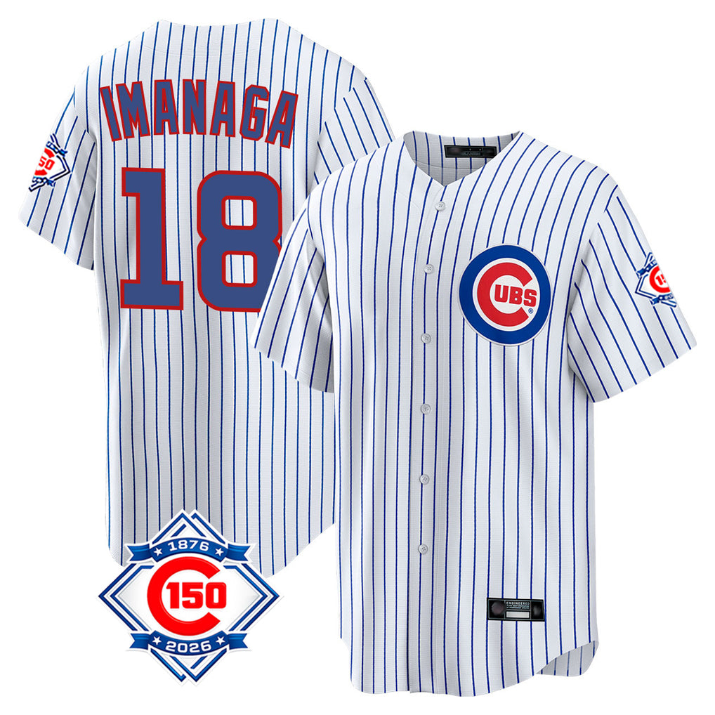 Chicago Cubs #18 Shota Imanaga Player White AmberGomez 150th Anniversary Home Game Stitched Jerseys