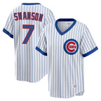 Chicago Cubs #7 Dansby Swanson Player White AmberGomez T-shirt Cooperstown Collection Limited Stitched Jerseys