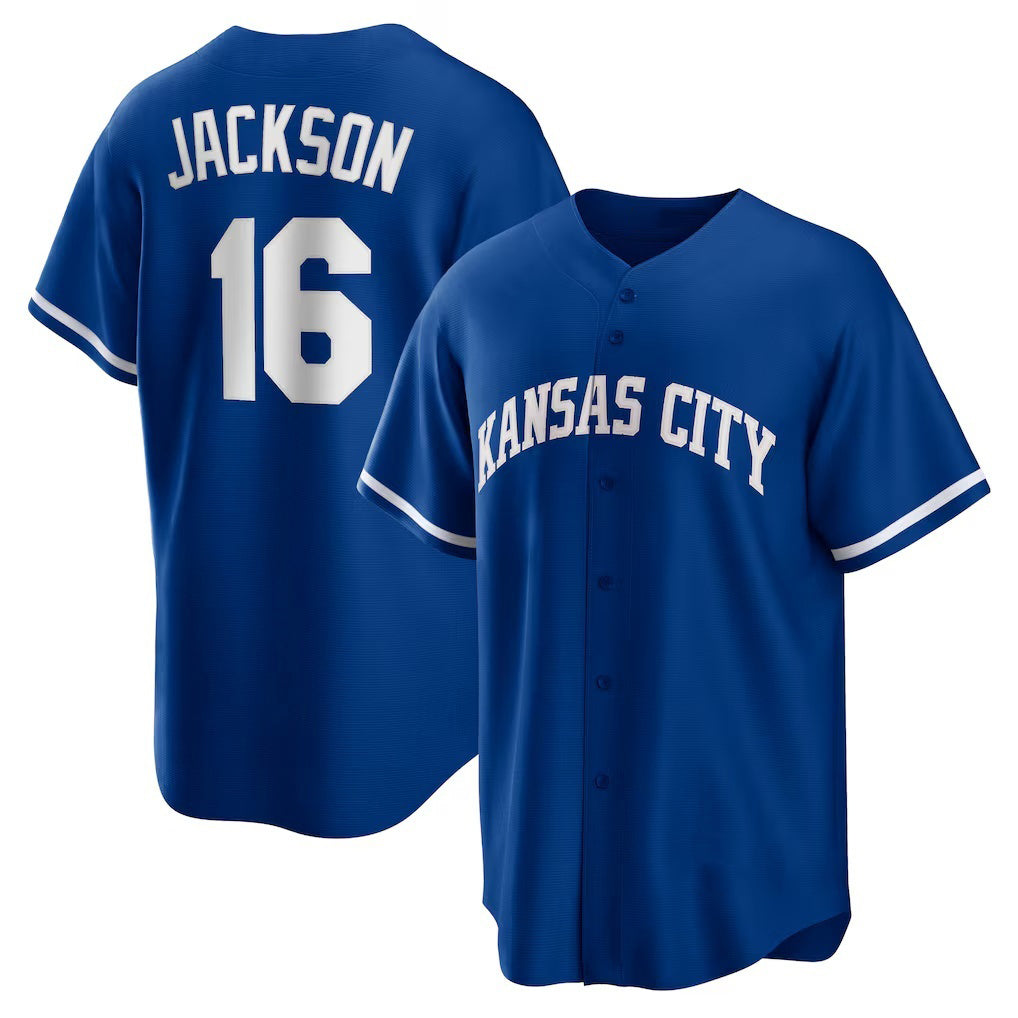 Kansas City Royals #16 Bo Jackson Rush Blue AmberGomez Alternate 2 Replica Jersey
