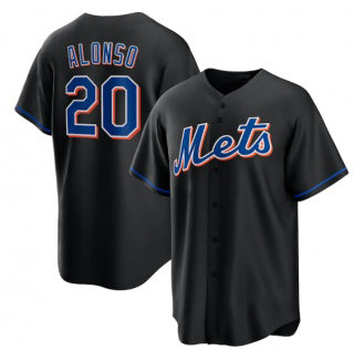 New York Mets #20 Pete Alonso Black AmberGomez 2022 Cool Base Stitched Jersey