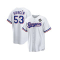 Texas Rangers #53 Adolis Garc¨ªa White AmberGomez 2023 World Series Stitched Jersey