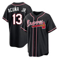 Atlanta Braves #13 Ronald Acuna Jr Player Black AmberGomez Fashion Out Game Stitched Jerseys