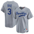 Los Angeles Dodgers #3 Edwin D¨ªaz Player Gray AmberGomez Game Limited Home Stitched Jerseys