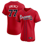 Atlanta Braves #77 Joe Jimenez Player Red AmberGomez Limited Elite Home Game Stitched Jerseys