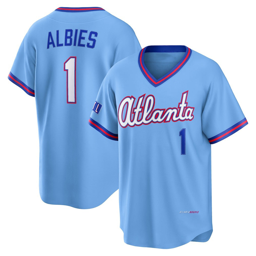 Atlanta Braves #1 Ozzie Albies Powder Blue AmberGomez 2026 City Connect Stadium Jersey