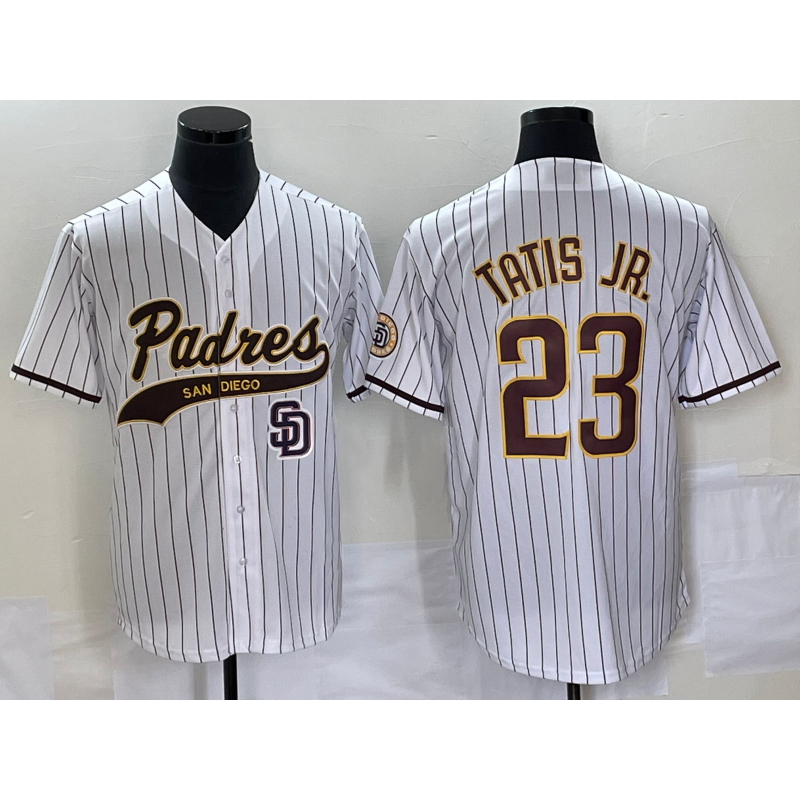 San Diego Padres #23 Fernando Tatis Jr White AmberGomez NEW 2023 Cool Base Stitched Jersey
