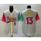 San Diego Padres #13 Manny Machado White AmberGomez NEW 2023 City Connect Cool Base Stitched Jersey 2