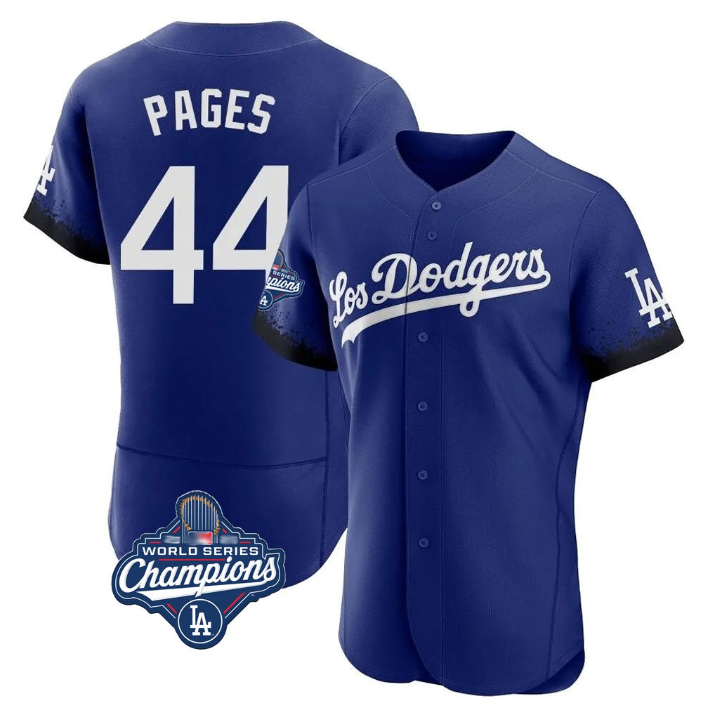 Los Angeles Dodgers #44 Andy Pages Player Royal AmberGomez World Series Meet City Connect Elite Home Stitched Jerseys