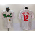 Philadelphia Phillies #12 Kyle Schwarber White Green AmberGomez Cool Base Stitched Jerseys