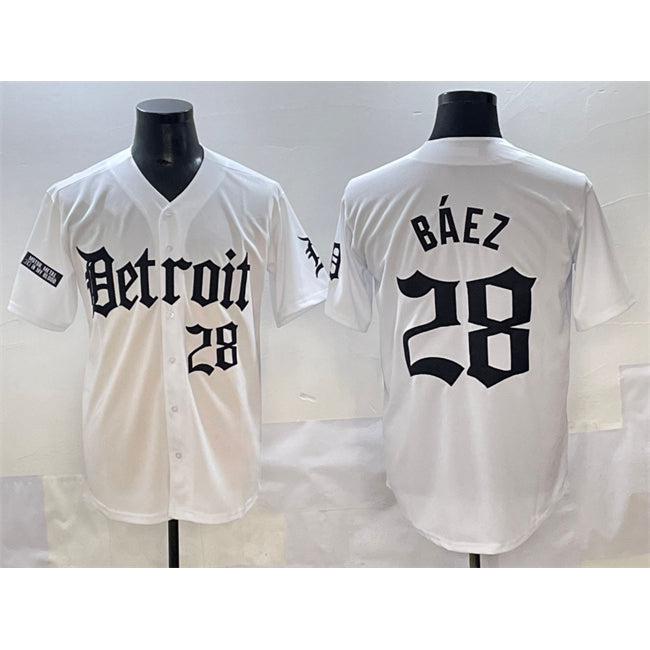 Detroit Tigers #28 Javier B¨¢ez White AmberGomez 'Motor Gothic Edition' Vapor Premier Limited Stitched Jersey