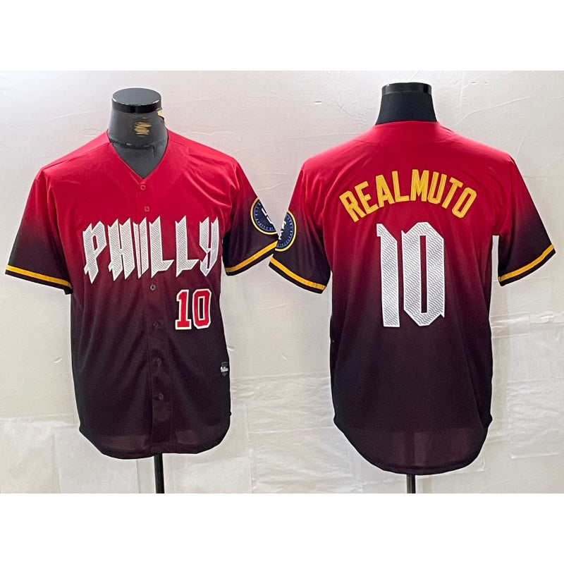 Philadelphia Phillies #10 JT Realmuto Red AmberGomez 2024 City Player Number Cool Base Jerseys