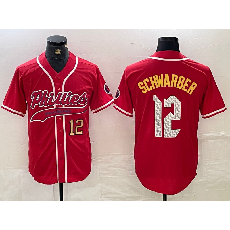 Philadelphia Phillies #12 Kyle Schwarber Red AmberGomez 2024 City Connect Limited Stitched Jersey 3