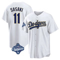 Los Angeles Dodgers #11 Roki Sasaki Player White Gold AmberGomez World Series Meet White 2026 Collection Stadium Game Stitched Jerseys