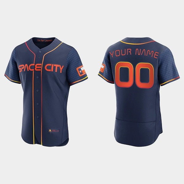 Custom Houston Astros Active Player 2022 Navy AmberGomez City Connect Flex Base Stitched Jersey