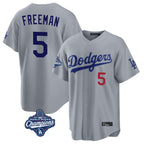 Los Angeles Dodgers #5 Freddie Freeman Player Gray AmberGomez World Series Meet Game Home Stitched Jerseys