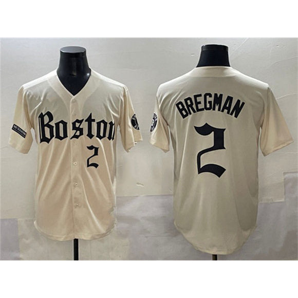 Boston Red Sox #2 Alex Bregman Cream AmberGomez Gothic Vapor Limited Stitched Jersey