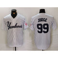 New York Yankees #99 Aaron Judge White AmberGomez Pinstripe Fashion Cool Base Jersey 3