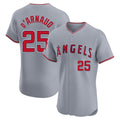 Los Angeles Angels #25 Travis d'Arnaud Player Gray AmberGomez Home Limited Elite Stitched Jerseys