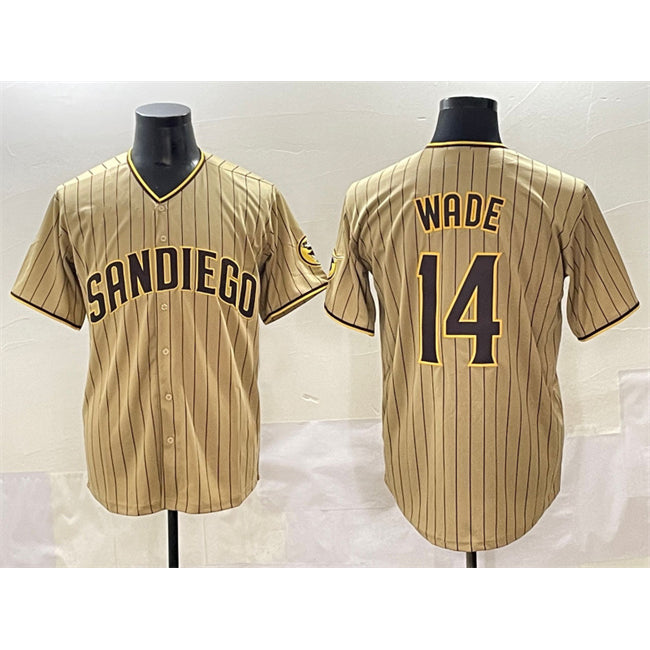 San Diego Padres #14 Tyler Wade Tan AmberGomez Cool Base Stitched Jersey
