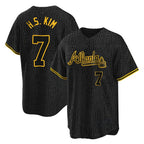 Atlanta Braves #7 Ha-Seong Kim Player Black AmberGomez Snake Skin City Home Game Stitched Jerseys