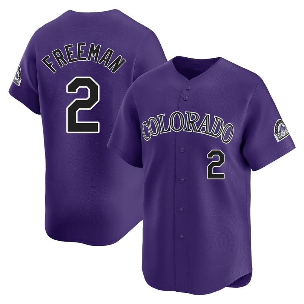 Colorado Rockies #2 Tyler Freeman Player Purple AmberGomez Limited Home Stitched Jerseys