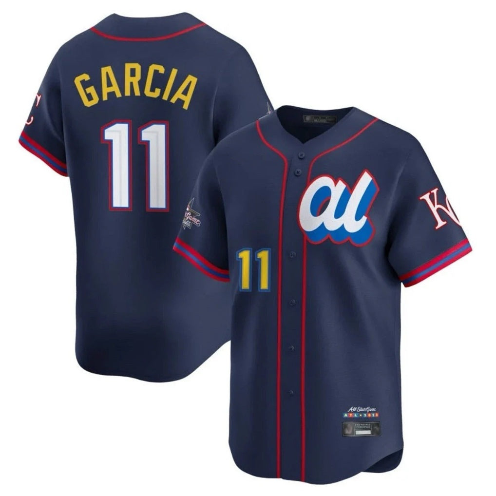 Kansas City Royals #11 Maikel Garcia Player Navy AmberGomez Limited American League All-Star Edition Stitched Jerseys