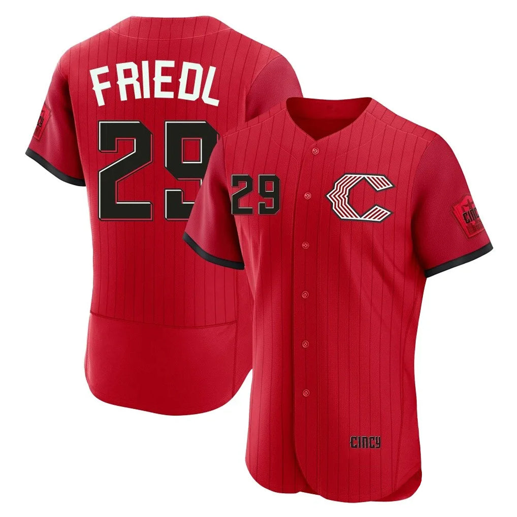 Cincinnati Reds #29 TJ Friedl Player Red AmberGomez 2026 City Connect Limited Elite Home Stitched Jerseys