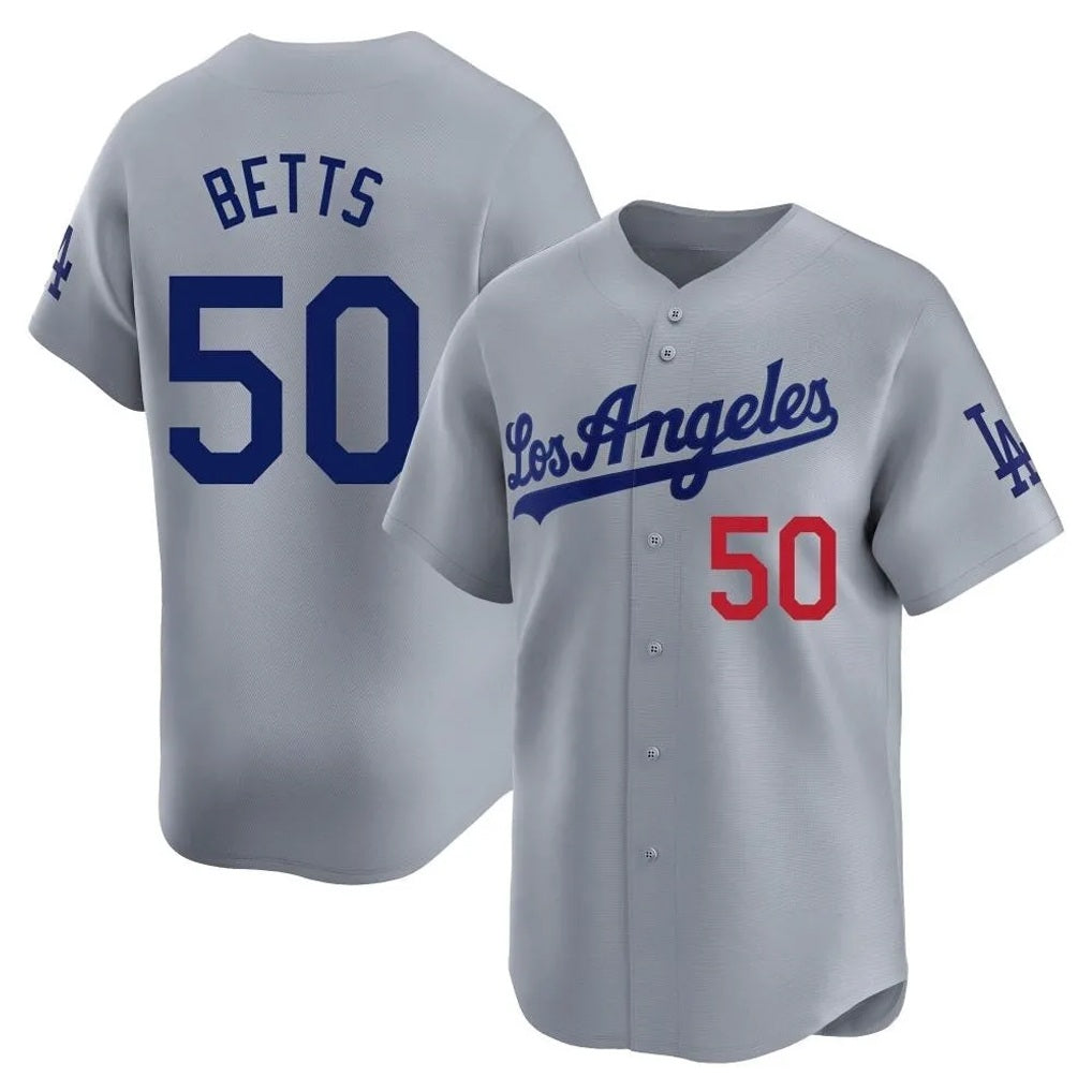 Los Angeles Dodgers #50 Mookie Betts Player Gray AmberGomez Limited Home Stitched Jerseys