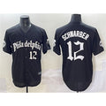 Philadelphia Phillies #12 Kyle Schwarber Black AmberGomez Gothic Vapor Limited Stitched Jersey