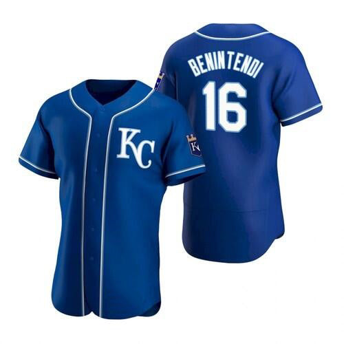 Kansas City Royals #16 Andrew Benintendi Blue AmberGomez Flex Base Stitched Jersey 2